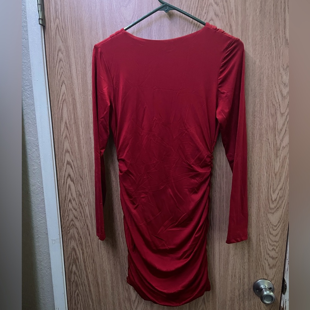 Mid thigh length dark red dress